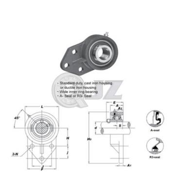 1  1/8 in 3-Bolt Flange Bracket Units Cast Iron UCFB206-18 Mounted Bearing