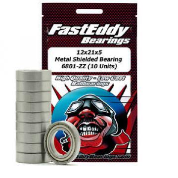 12x21x5 Metal Shielded Bearing 6801-ZZ (10 Units)