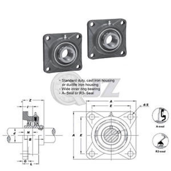 2x 40 mm Square Flange Units Cast Iron UCFS208 Mounted Bearing UC208 + FS208 #1 image